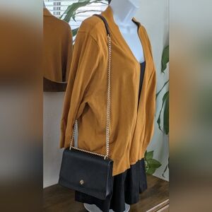 Tory Burch  Emerson Black Crossbody Bag with Gold Chain.